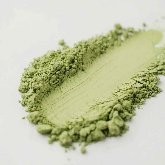 Finely milled jasmine green tea powder close up